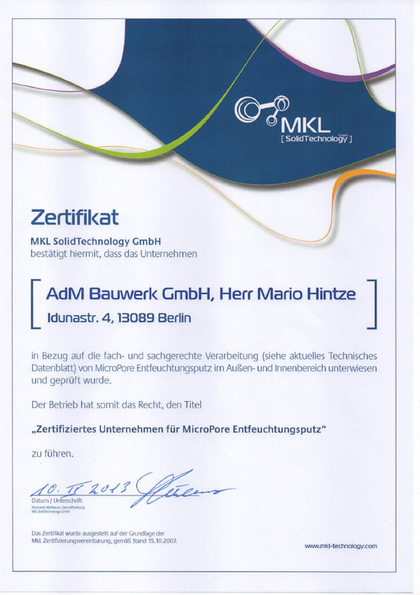 MKL Zertifikat